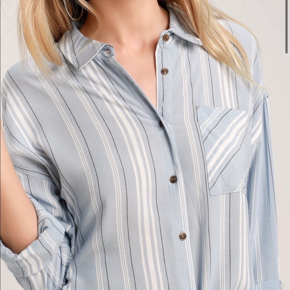 Lulus Olive & Oak striped top XS - Picture 6 of 6